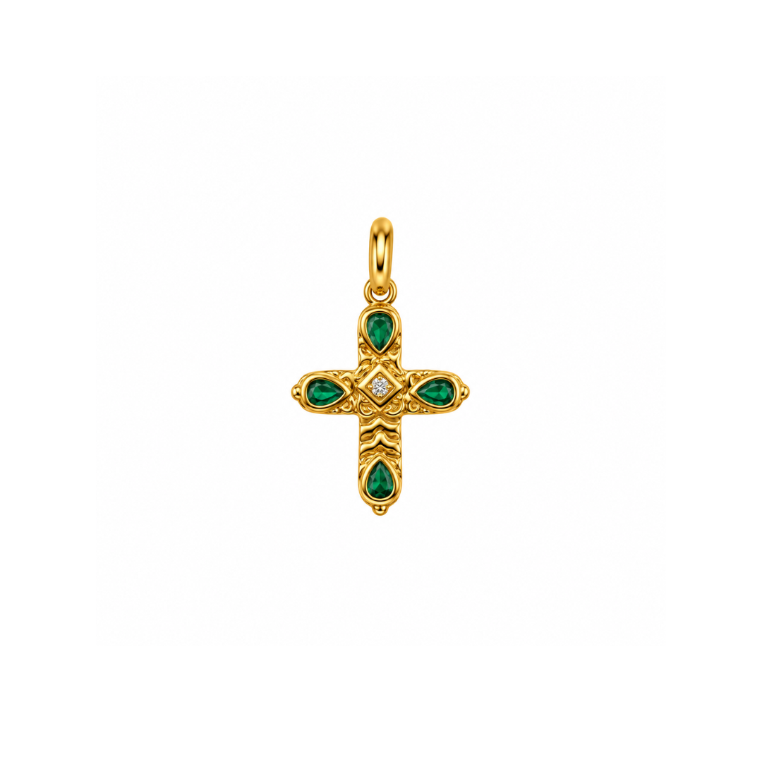 EMERALD CROSS Charm