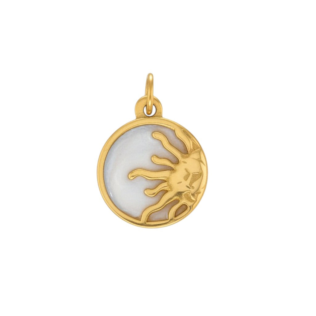 Sol Charm 18k Gold PVD Pearl Enamel
