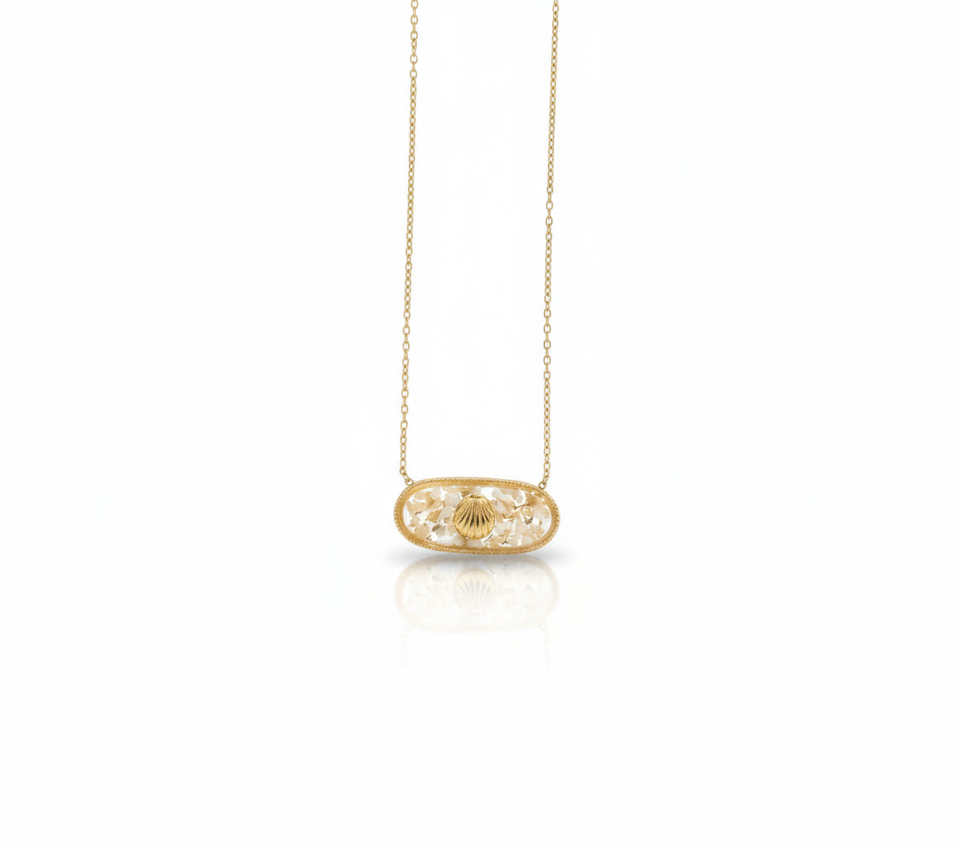 yellow citrine shell necklace